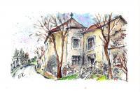 Banska Bystrica - Bastion In Katovna Street - Watercolor Paintings - By Erika Kohutovic, Landscape Painting Artist