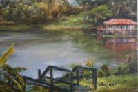 Boathouse At Winter Park Lake - Oil On Canvas Paintings - By Rosamalia Bujase, Impressionism Painting Artist