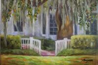 Leu Gardens House - Oil On Canvas Paintings - By Rosamalia Bujase, Impressionism Painting Artist