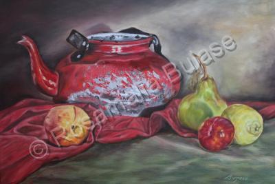 Still Life - Old Red Pot - Oil On Canvas