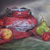 Old Red Pot - Oil On Canvas Paintings - By Rosamalia Bujase, Impressionism Painting Artist