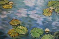 Lily Pads - Oil On Canvas Paintings - By Rosamalia Bujase, Impressionism Painting Artist