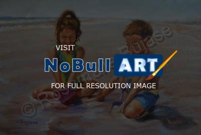 Portraits - Little Buddies At The Beach - Oil On Canvas