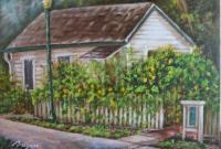 Cottage At Leu Gardens - Oil On Canvas Paintings - By Rosamalia Bujase, Impressionism Painting Artist