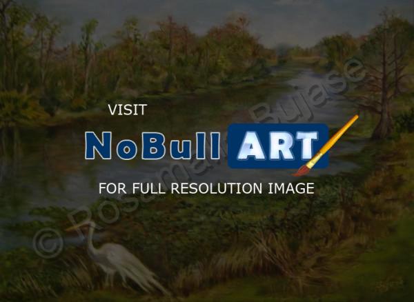 Animals - Egret At Blanchard Park - Oil On Canvas Panel