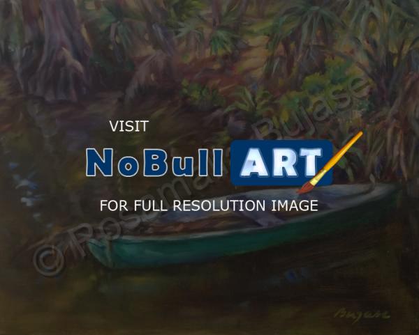Landscapes - Green Boat - Oil On Gesso Panel