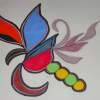 Butterfly - Colored Pencil  Paper Drawings - By Amber Leigh, Abstract Drawing Artist