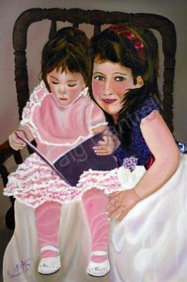 Portrait - The Girls Portrtait Painting Art Kids Children - Oils