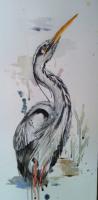 Grey Heron - Watercolour Paintings - By Bobby Keeling, Realism Painting Artist