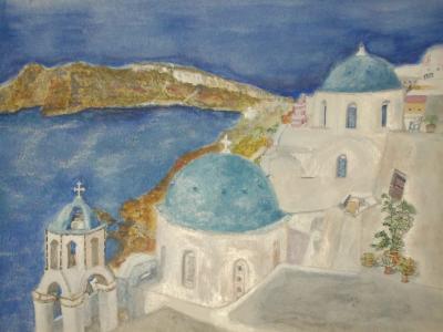 Watercolors - Santorin - Watercolor