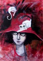 People - Hat And Cat - Acrylic