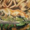 Fox By The Water - Watercolor Paintings - By Ashley Warbritton, Realism Painting Artist