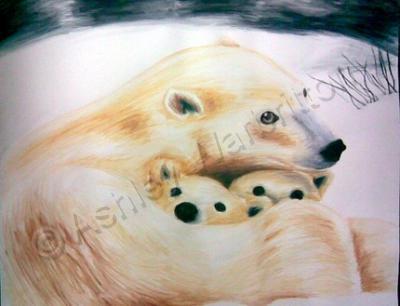 Animals - A Mothers Protection - Watercolor