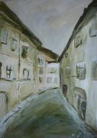 Vilnius Old Town - Acrylic On Canvas Paintings - By Kristina Cesonyte, Impressionism Painting Artist