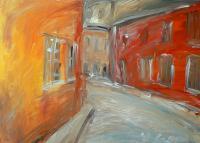 Old Town - Acrylic On Canvas Paintings - By Kristina Cesonyte, Impressionism Painting Artist