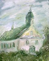 Church - Oil On Canvas Paintings - By Kristina Cesonyte, Impressionism Painting Artist