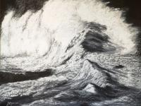 Shorebreak - Wax Pastel Drawings - By Luisfnogueira Nogueira, Realism Drawing Artist