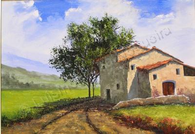 Landscape - Old Country Farm House - Oil