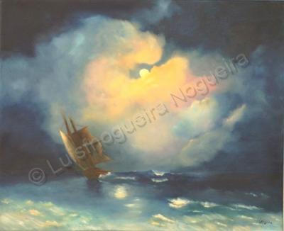 Seascape - Moonlights Sailing - Oil