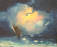 Seascape - Moonlights Sailing - Oil