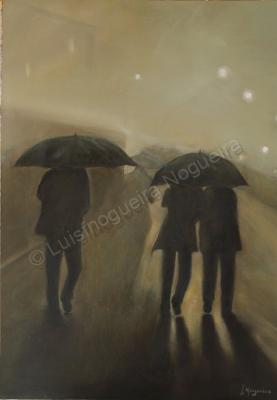 Drawing - Another Rainy Foggy Night - Oil