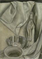 Still Life - The Light Side - Black Charcoal White Chalk