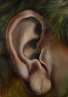 Ear With Dog Bite - Acrylic Paint Paintings - By Zoe Cappello, Painting Painting Artist