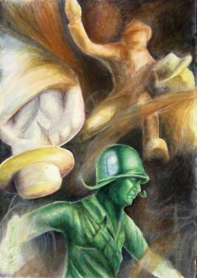 Drawings - Military Entanglement - Colored Pencil