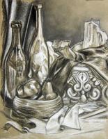 Still Life - Black Charcoal White Chalk Drawings - By Zoe Cappello, Zoes Style Drawing Artist