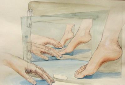 Drawings - Hands And Feet - Graphite And Acrylic