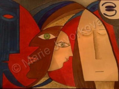 Cubism - Cubism Faces By Marie Javorkova - Oil On Canvas