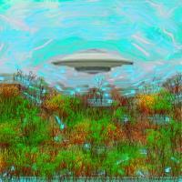 Ufo2 - Computer Mixed Media - By Ariane Rockfield, Post-Modern Mixed Media Artist