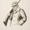 The Hunter - Charcoal Drawings - By Tom Jackson, Sketch Drawing Artist