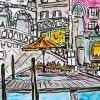 Coffee At The Rialto - Ink Paintings - By Ann Pearson, Impressionistic Painting Artist