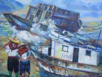 Ships Demise - Oil On Canvas Paintings - By Min W, Impressionism Painting Artist