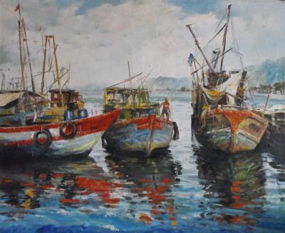 Impressions - Preparing For Sea - Oil On Canvas - Oil On Canvas