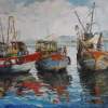 Preparing For Sea - Oil On Canvas - Oil On Canvas Paintings - By Min W, Impressionism Painting Artist