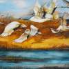 Marsh Flight - Water Color Paintings - By Min W, Wild Life  Nature Painting Artist