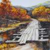 Autumn Bridge - Water Color Paintings - By Min W, Traditionallandscape Painting Artist
