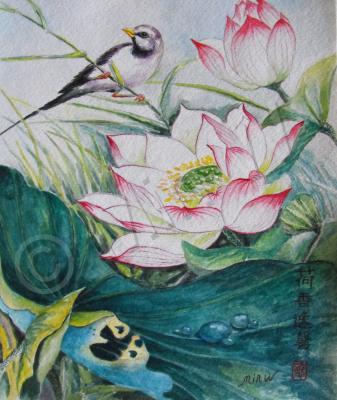 Landscape - Lotus Flower Pond - Water Color