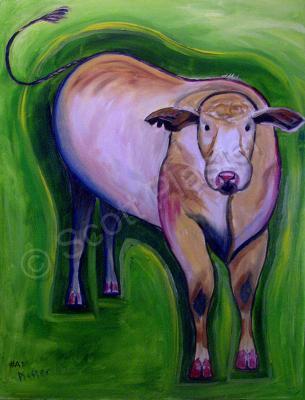 Whimsical Animals - Cosmic Cow - Oil