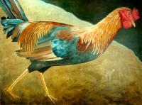 Whimsical Animals - Running Rooster - Oil