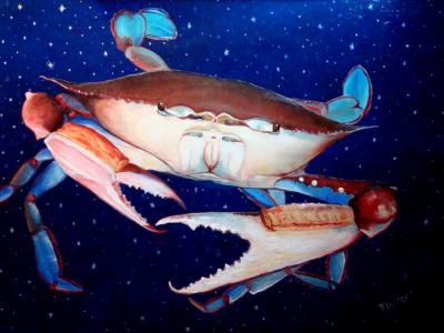 Whimsical Animals - Crab In Space - Oil