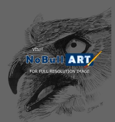 Wildlife Art - Great Horned Owl - Marker