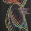 His Bird - Crayon Drawings - By Uwe Holstein, Cartoon Drawing Artist