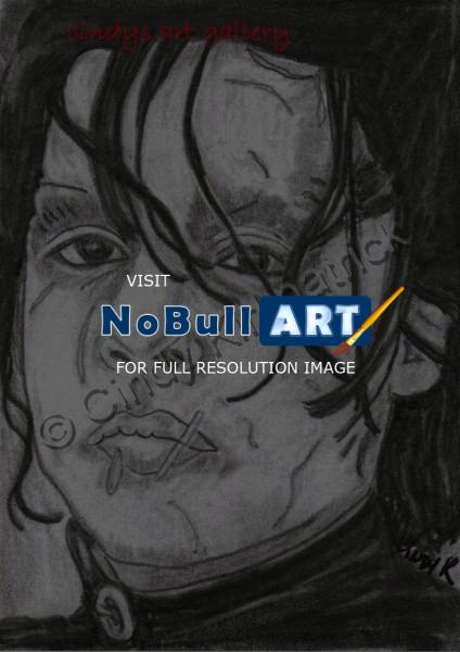 Movietv Fan Art - Johnny Depp Edward Sissorhand Original Expressive Aceo - Graphite Pencil