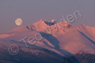 Bulkley Valley Scenes - Full Moon Sunrise - Photo