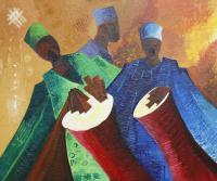 African Drummer - Acrylic Paintings - By Aderonke Aina-Scott, Impasto Painting Artist