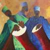 African Drummer - Acrylic Paintings - By Aderonke Aina-Scott, Impasto Painting Artist