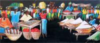 Oja Ale - Night Market 2 - Acrylic Paintings - By Aderonke Aina-Scott, Acrylic On Canvas Painting Artist